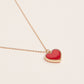 Gold Heart Pendant Necklace with Enamel and Crystal Charm