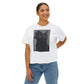 GoodLuck Kitty Graphic Women's Boxy Tee, Pet Lover Gift, Casual Summer Top, Fun Cat T-Shirt, Streetwear Style Tee