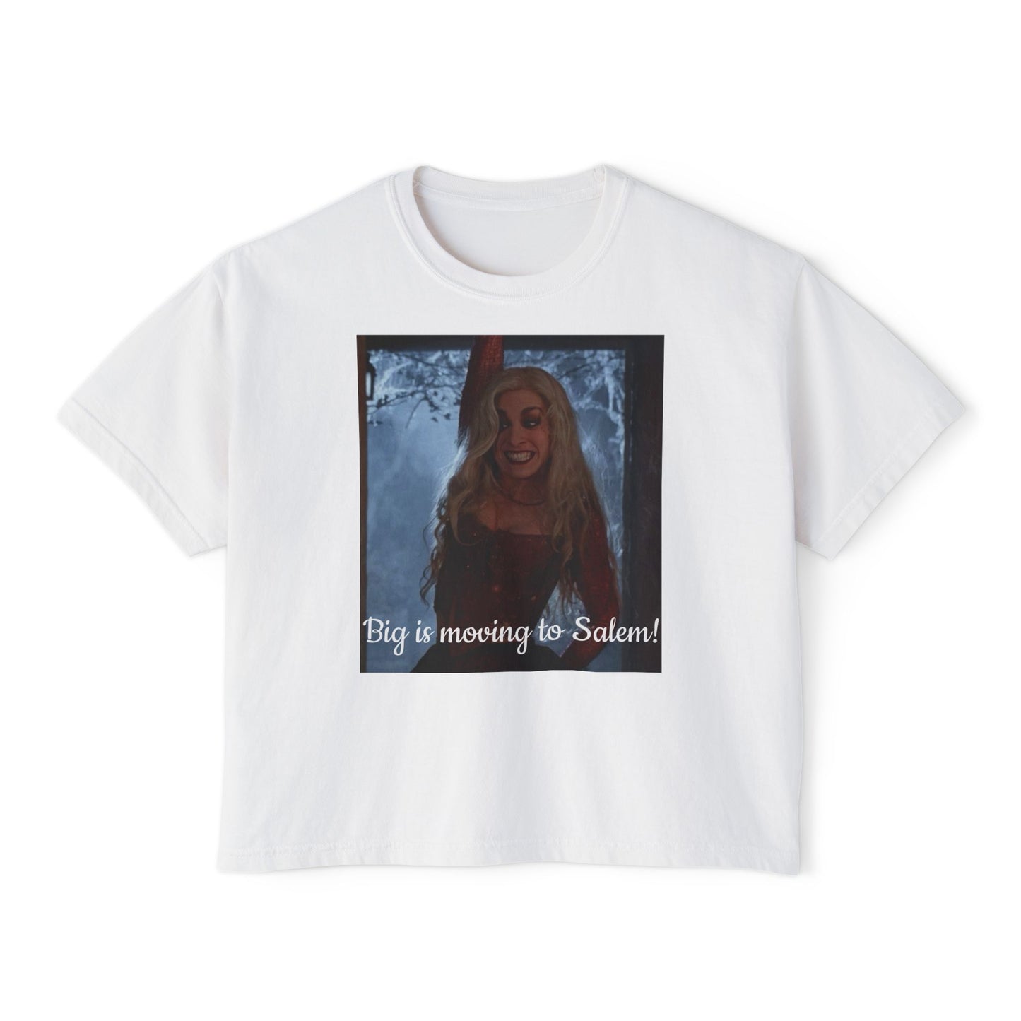 Salem Inspired Women's Boxy Tee, Big is Moving to Salem Shirt, Casual Graphic Tee, Halloween Apparel, Witchy Gifts, Fall Fashion