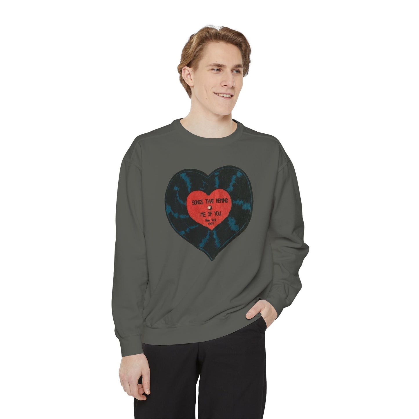 Heart Graphic Sweatshirt — "Love the Weird" Vintage-Inspired Crewneck