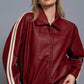 Long Sleeve Line Detail Faux Leather Jacket