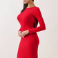 SELF DOUBLE BACK DRAPE LONG SLV MINI DRESS