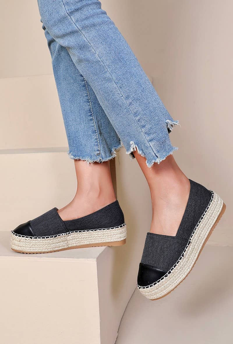 Trendy Bicolor Wedge Espadrille H8-925