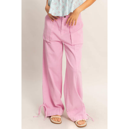 High Rise Cargo Pants With Ankle Ties
