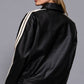 [PLUS SIZE] Long Sleeve Line Detail Faux Leather Jacket