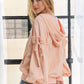 RUFFLED PUFF SLEEVE ZIP UP HOODIE