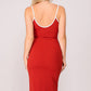 Contrast Techno Crepe Americana Midi Dress