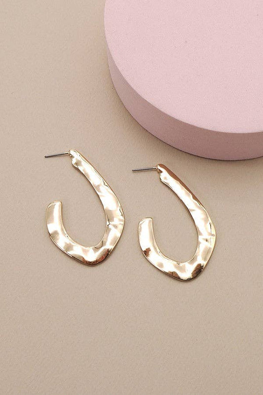 MODERN HAMMERED DROP EARRINGS