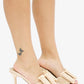 BEACH HOUSE - Raffia Bow Mules, Woven Finish, Stiletto Heel