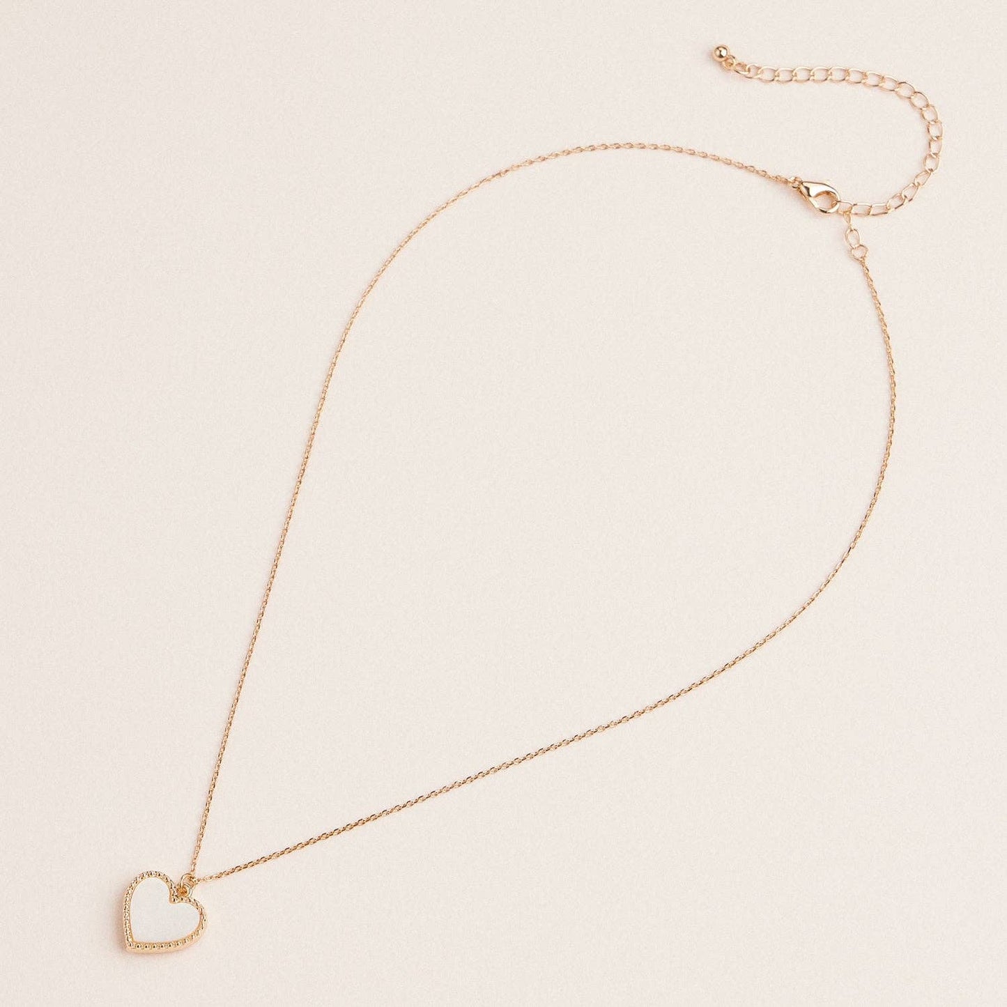 Gold Heart Pendant Necklace with Enamel and Crystal Charm