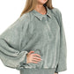 Washed Fleece Button Up Collared Pullover