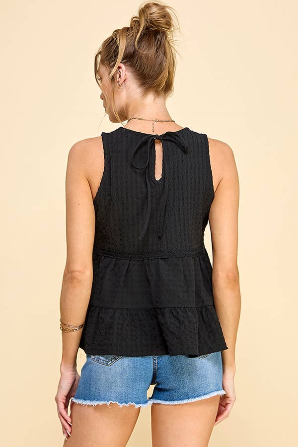 BABYDOLL TIER BUBLLE WOVEN TOP WITH TIE BACK