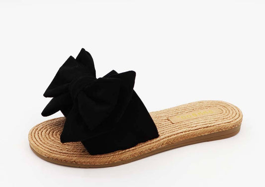 Bamboo ATHENA-24 Women Braided Sole Bow Tie Slipon Sandals