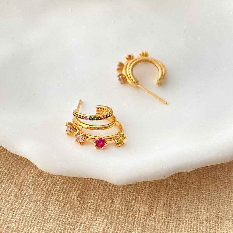 Colorful Zircon Rose Stud Earrings DPJE1269