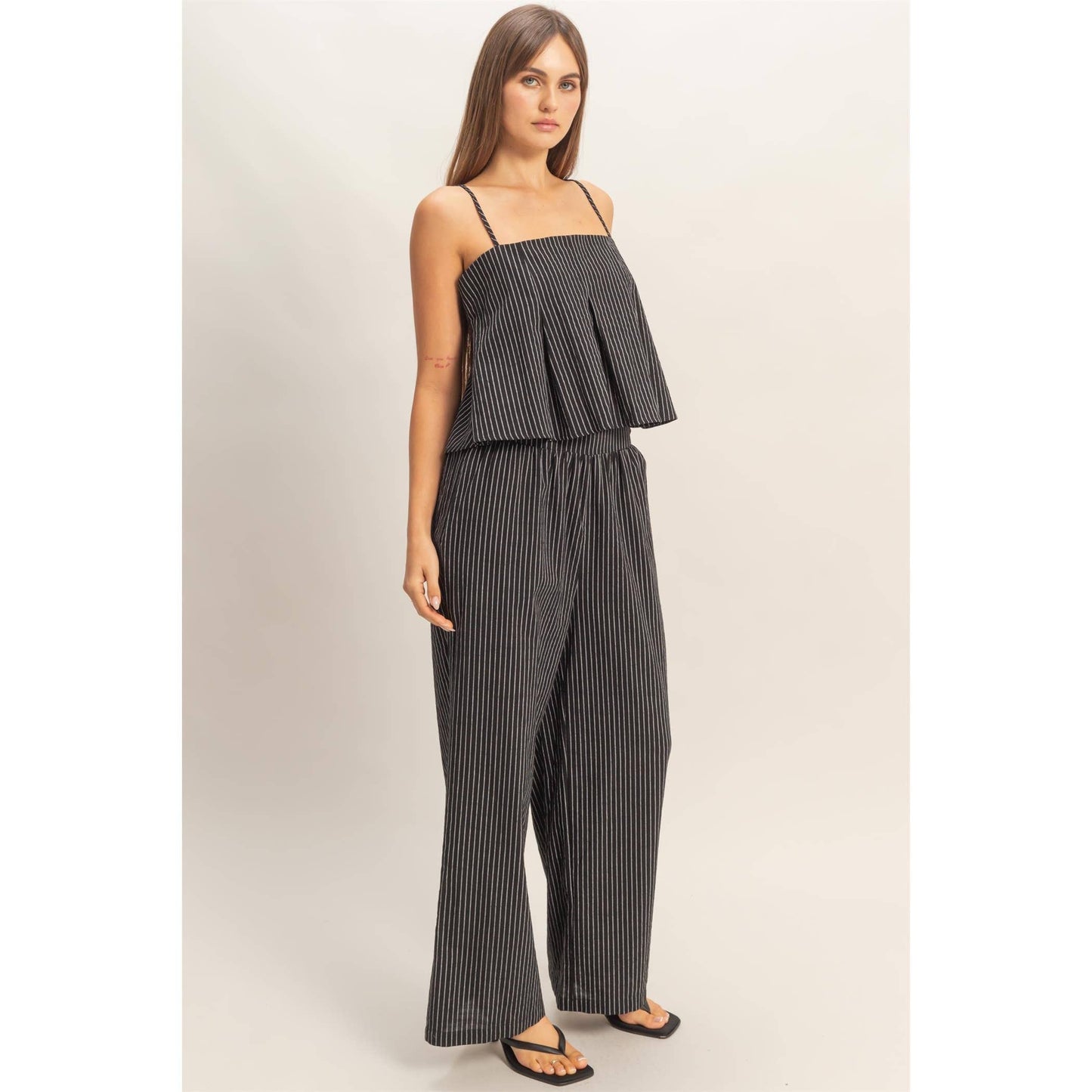 Spaghetti Strap Top And Wide-Leg Pants Set