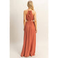 HF25E129-Side Cutout Side Slit Maxi Dress
