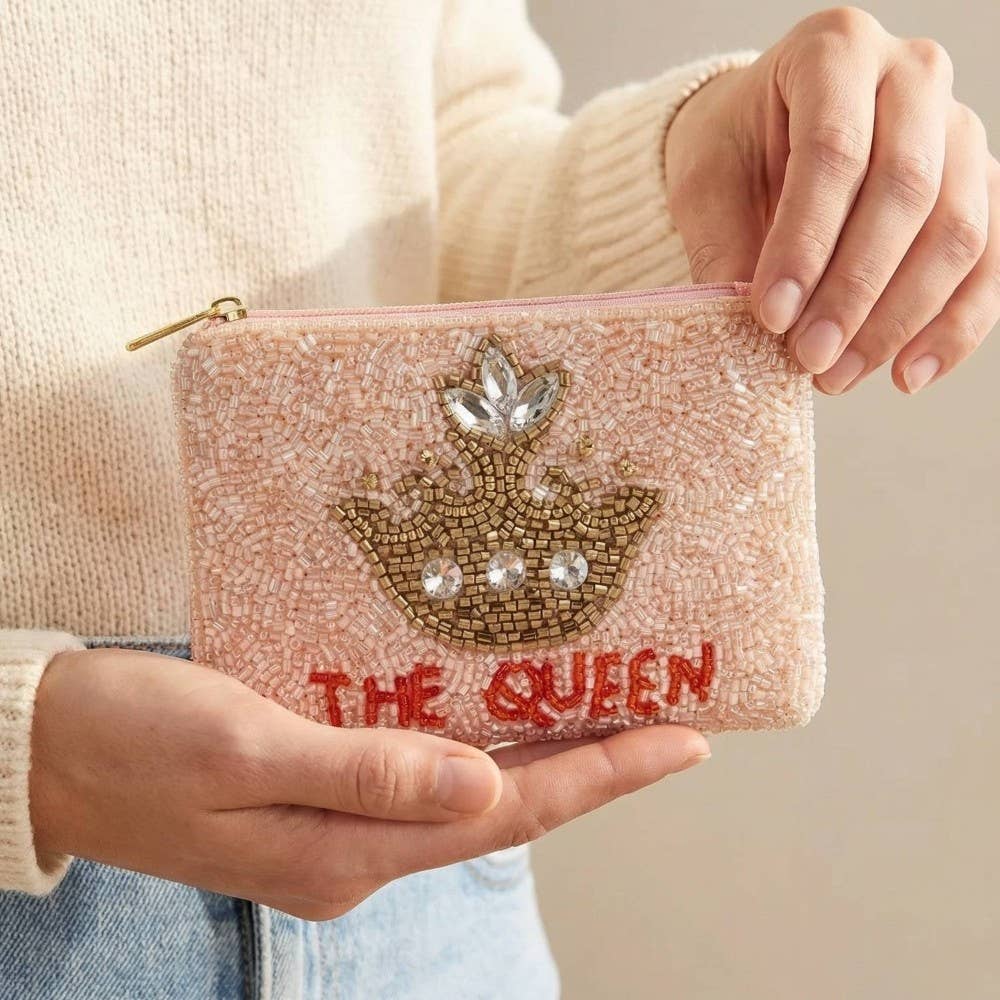 The Queen Crown Seed Beaded Coin Purse
