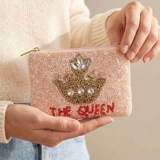 The Queen Crown Seed Beaded Coin Purse