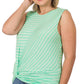 .SI-22403 Plus Striped Knot Front Sleeveless Top