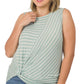 .SI-22403 Plus Striped Knot Front Sleeveless Top