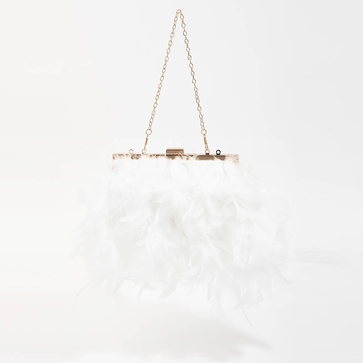 Feathered Chain Strap Hand Bag
