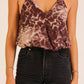 Abstract Animal Print Surplice Cami Top