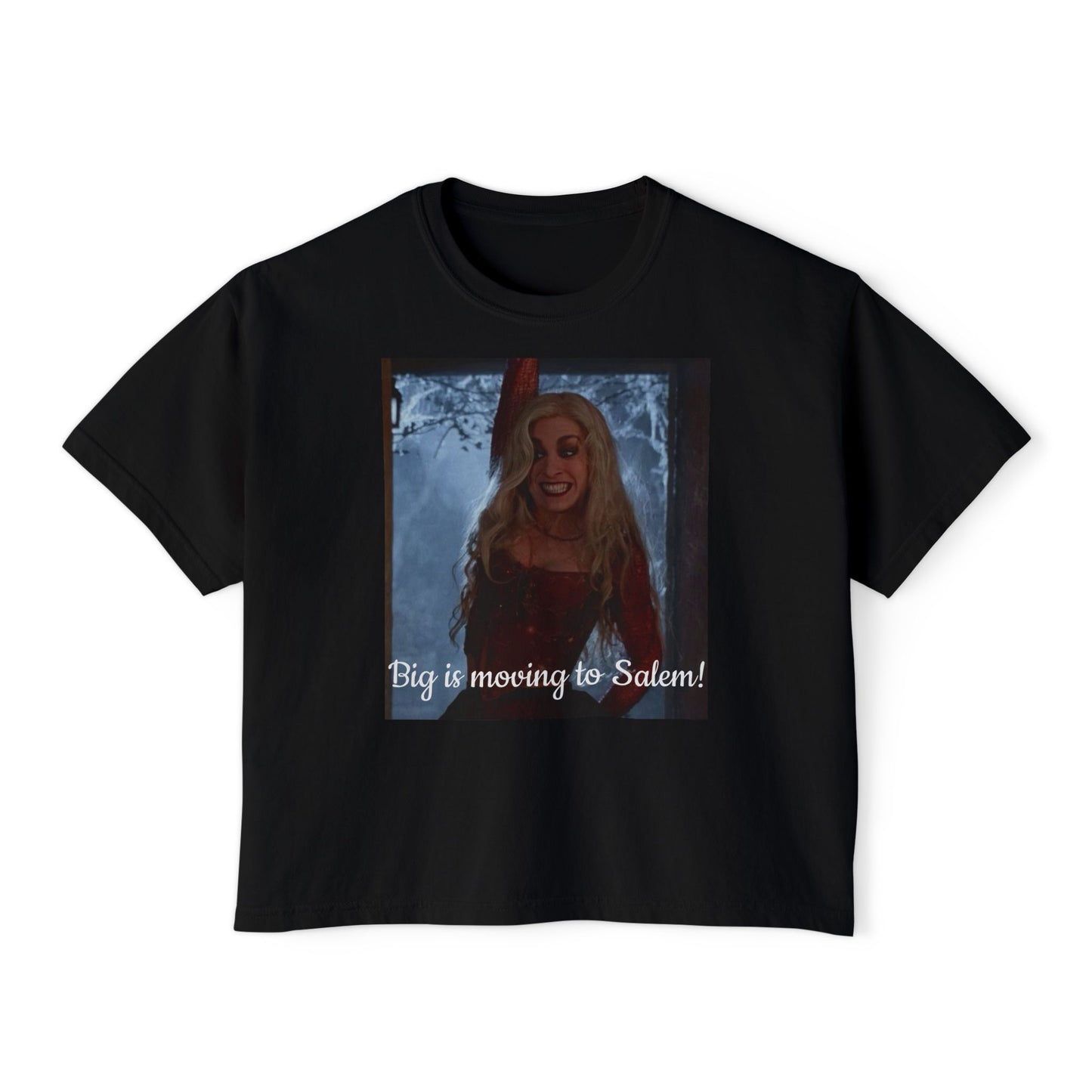 Salem Inspired Women's Boxy Tee, Big is Moving to Salem Shirt, Casual Graphic Tee, Halloween Apparel, Witchy Gifts, Fall Fashion