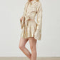 Gold Foil Bell Sleeve Tie Front Woven Top Set