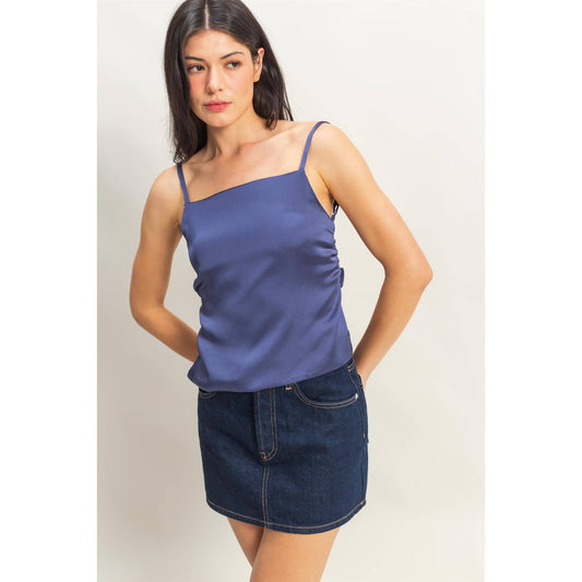 DZ25C126-Satin Back Tie Detail Sleeveless Top