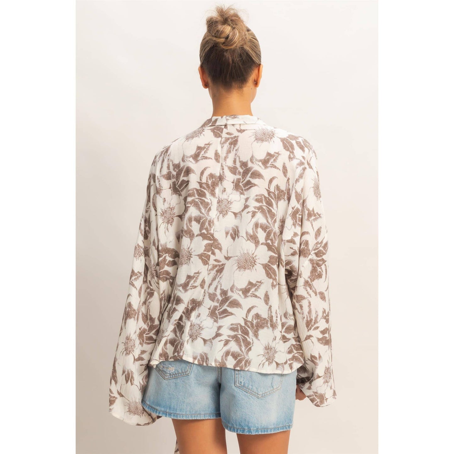Floral Tie-Front Kimono