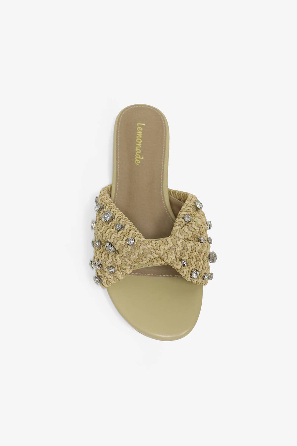 MAYLEEN - Raffia Beaded Slide Sandals, Mediterranean Style