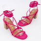 WEEKLACE UP ANKLE STRAP BLOCK HEEL SANDALS