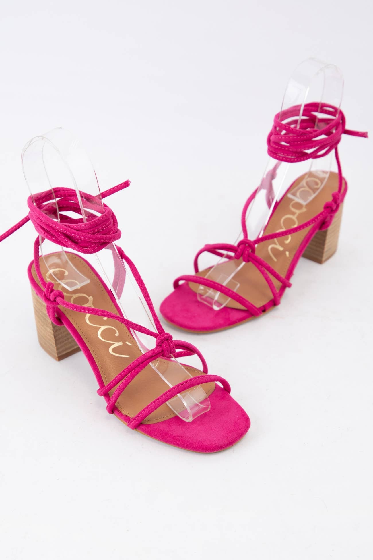 WEEKLACE UP ANKLE STRAP BLOCK HEEL SANDALS