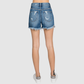 P400RH-MD SUPER HIGH RISE RIGID MOM SHORTS W/ FRAYED HEM