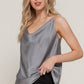 `' SLIM FIT COWL NECK SATIN CAMI TOP