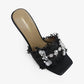 KIDMAN - Raffia Floral Heels, Rhinestone Embellishments