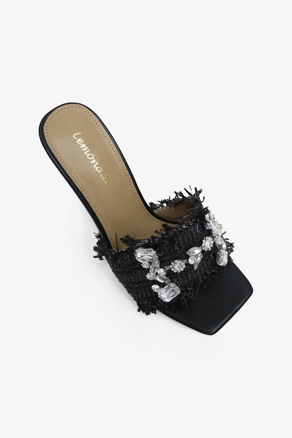 KIDMAN - Raffia Floral Heels, Rhinestone Embellishments