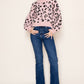 Long Sleeve Leopard Print Knit Sweater