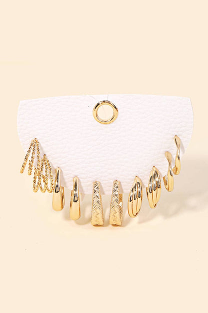 Five Pair Assorted Hoop Earrings Set
