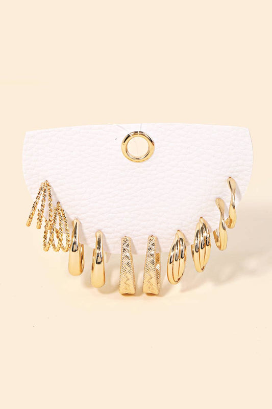 Five Pair Assorted Hoop Earrings Set