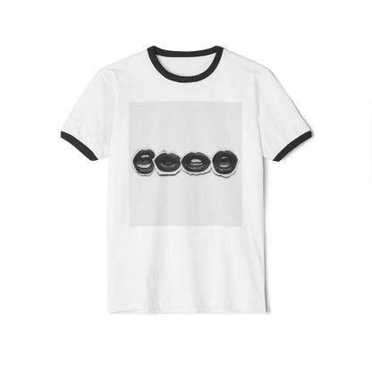 Retro Lips Ringer Tee — Monochrome Pop Art Lip Print