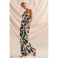 PRINTED STRAPLESS BACK SMOCKED TUBE TOP JUMPSUIT