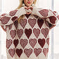 MOCK NECK HEART PRINT PULLOVER SWEATER