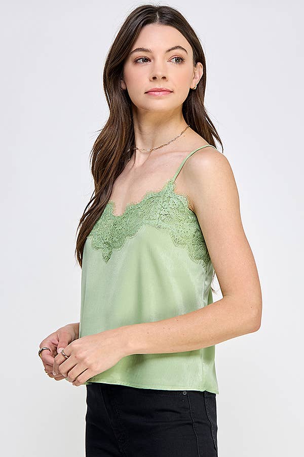 LACE DETAIL ADJUSTABLE SHOULDER STRAP WOVEN CAMI