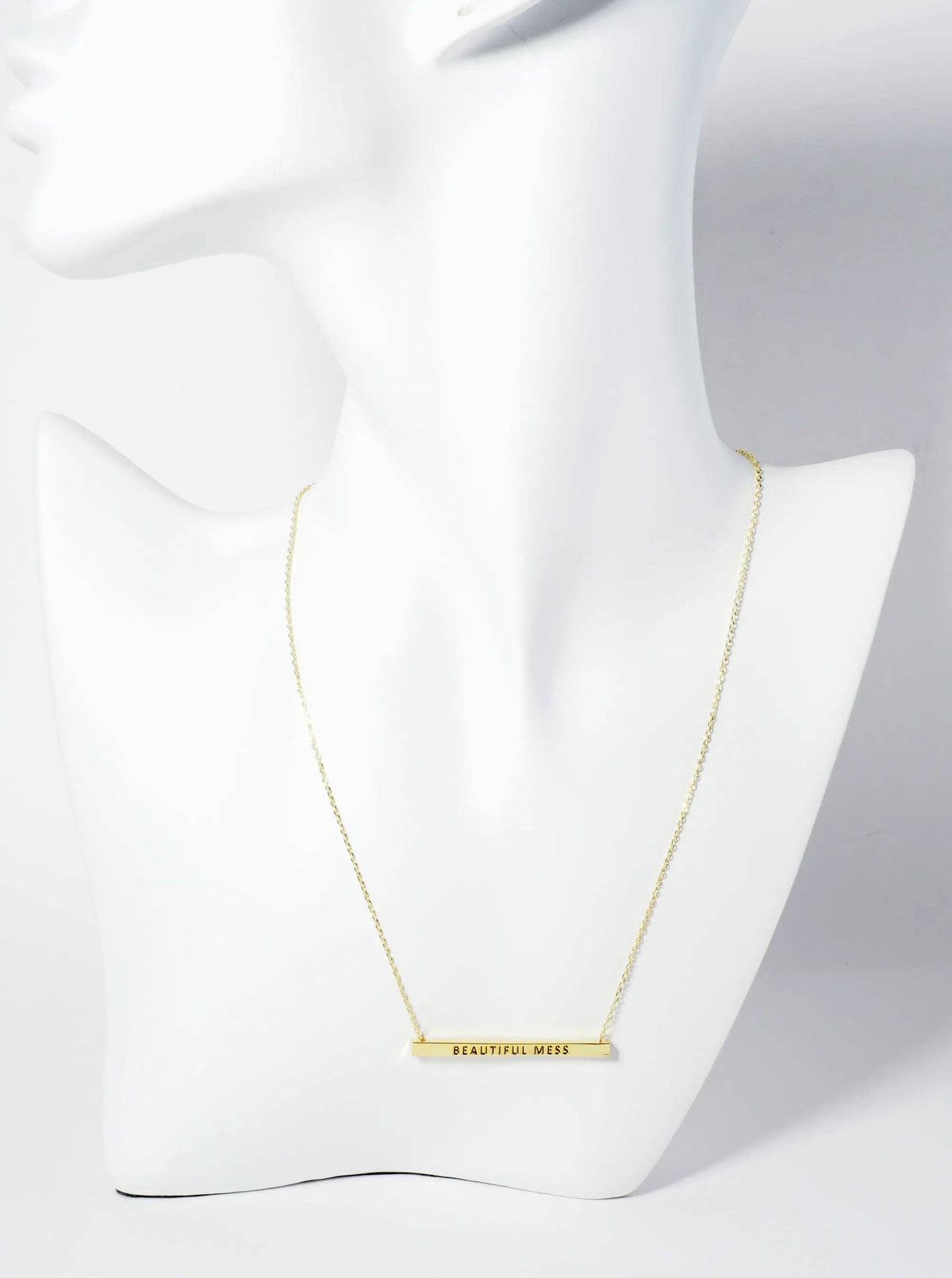 18K Gold Dipped Brass Bar Inspirational Necklace
