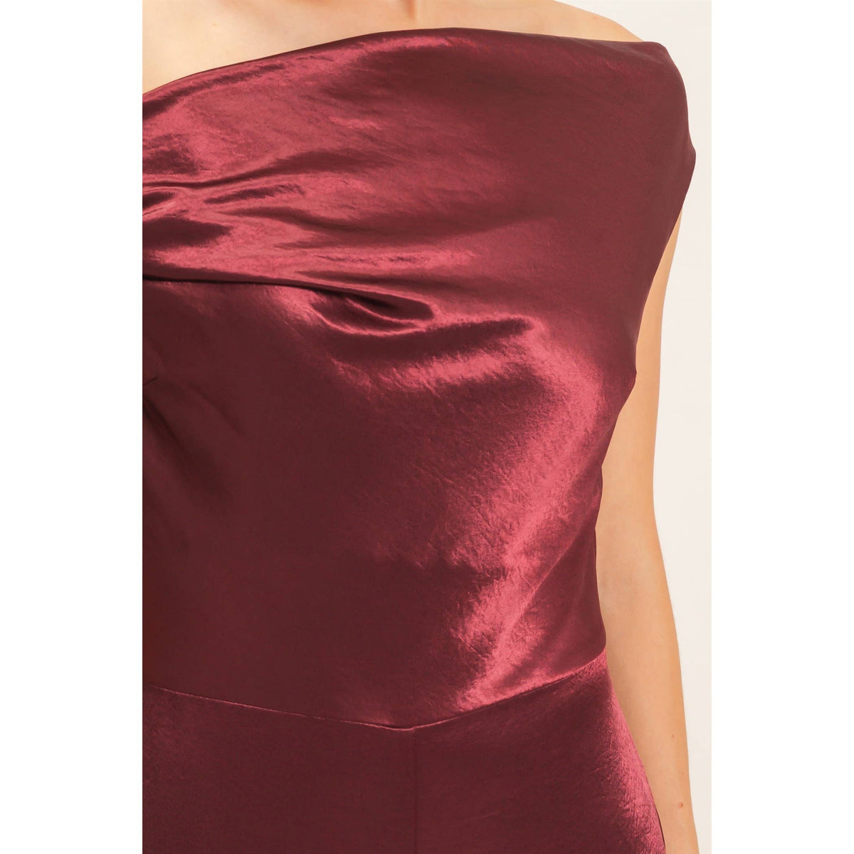 Asymmetrical Cowl Neck Wide Leg Jumpsuit