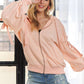 RUFFLED PUFF SLEEVE ZIP UP HOODIE