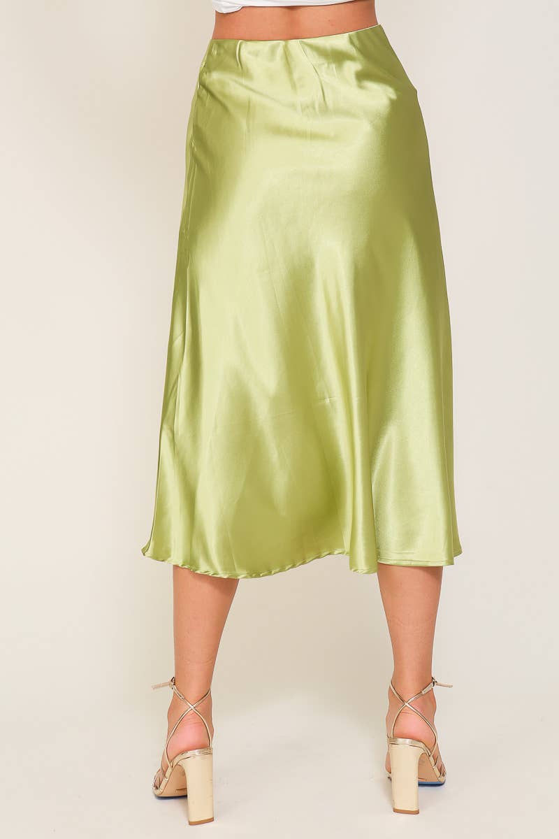 Satin midi flare skirt