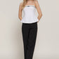 Straight Neckline with Lace Bow Ponte Cami Top