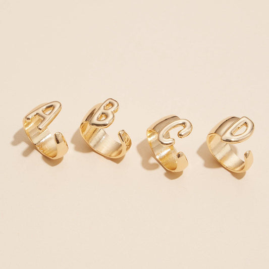 Set of 16 Bubble Design Initial Gold Plated Rings
